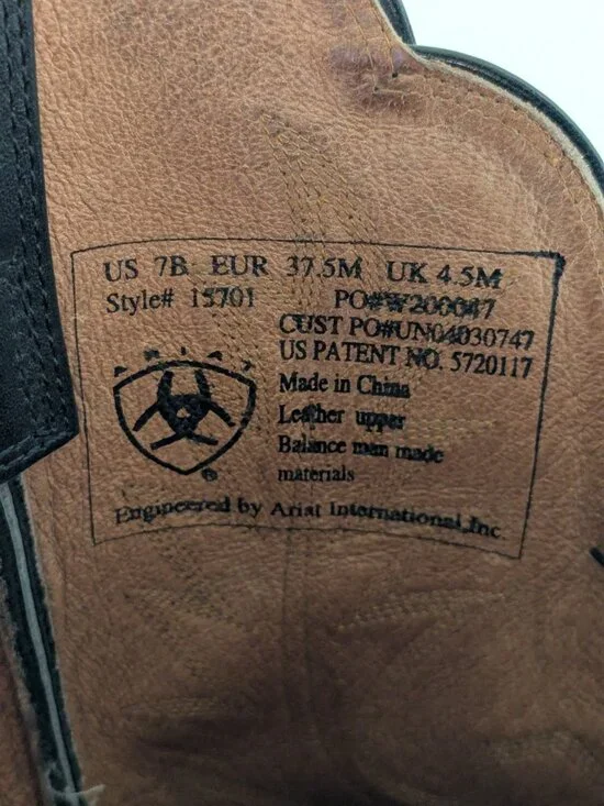 Ariat Heritage R Toe Western Boots Black Leather Women’s 7B Style 15701 Cowboy - Picture 15 of 16